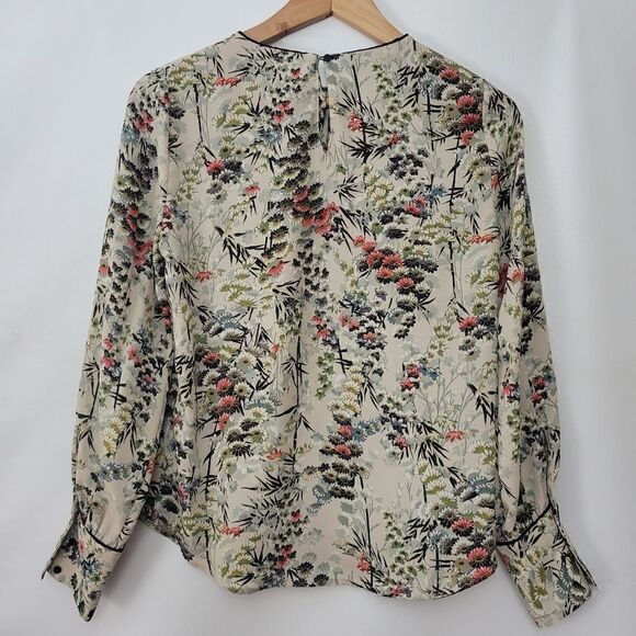 Zara Basics Japanese Style Print Long Sleeve Blouse - Picture 8 of 12